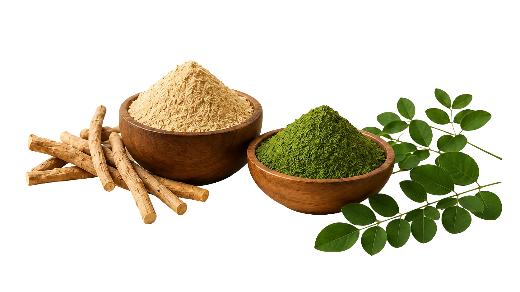 Ashwagandha and Moringa herbal powder products